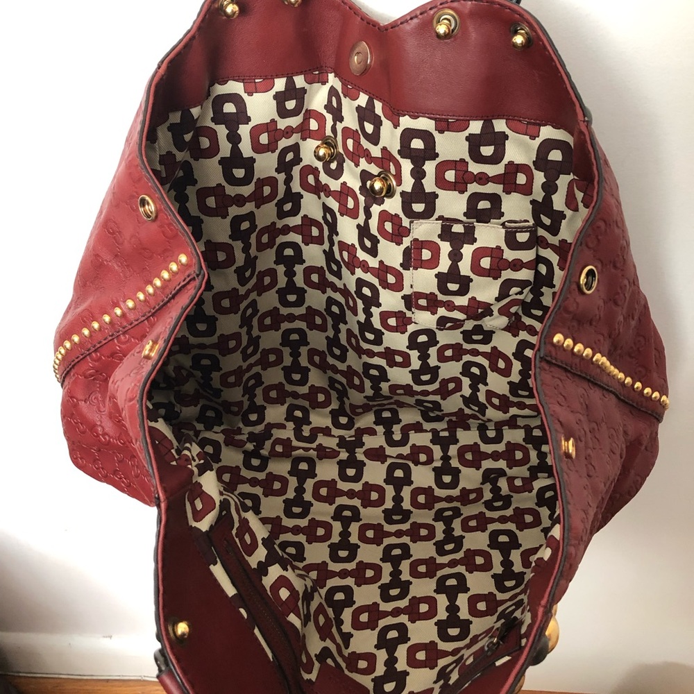Gucci Babouska Large Fringe Studded Heart Tote Bag - Picture 5 of 12